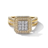 Thumbnail Image 2 of 1.00 CT. T.W. Multi-Diamond Double Cushion Frame Multi-Row Engagement Ring in 10K Gold