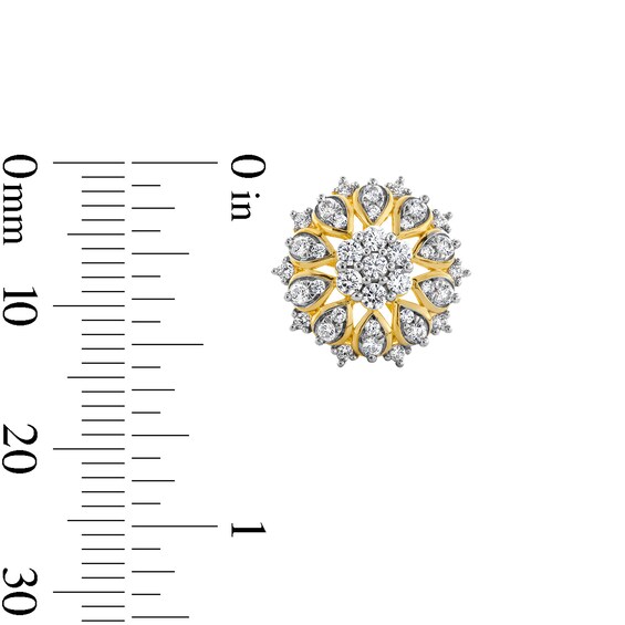 0.69 CT. T.W. Multi-Diamond Sunburst Frame Stud Earrings in 10K Gold