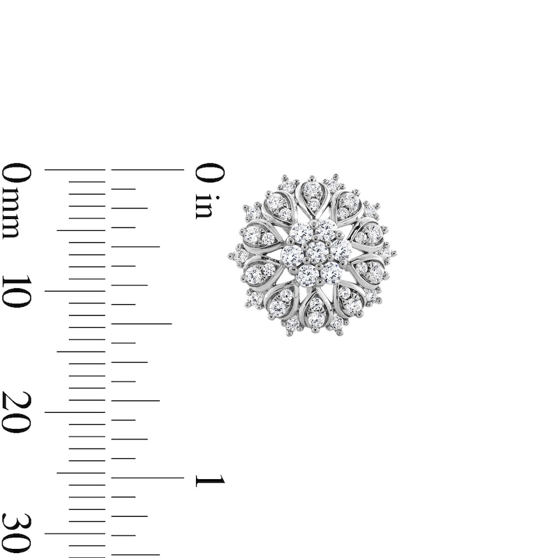 Main Image 3 of 0.69 CT. T.W. Multi-Diamond Sunburst Frame Stud Earrings in 10K White Gold