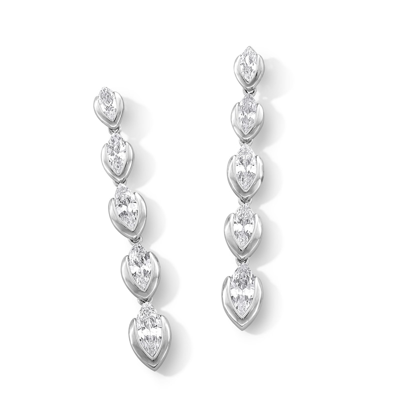 3.00 CT. T.W. Journey Marquise-Cut Certified Lab-Created Diamond Linear Drop Earrings in 10K White Gold (F/VS2)