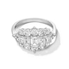 Thumbnail Image 1 of 2.45 CT. T.W. Emerald-Cut and Round Certified Lab-Created Diamond Frame Ring in 10K White Gold (F/SI2)