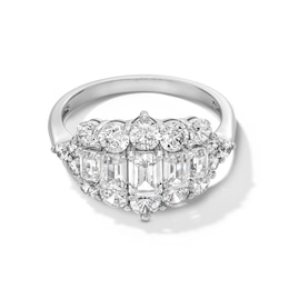 2.45 CT. T.W. Emerald-Cut and Round Certified Lab-Created Diamond Frame Ring in 10K White Gold (F/SI2)