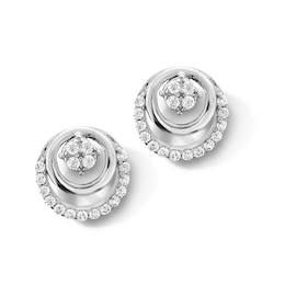 0.23 CT. T.W. Multi-Damond Double Frame Stud Earrings in Sterling Silver