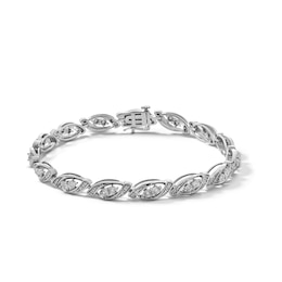 0.25 CT. T.W. Diamond Marquise Link Bracelet in Sterling Silver - 7.25”