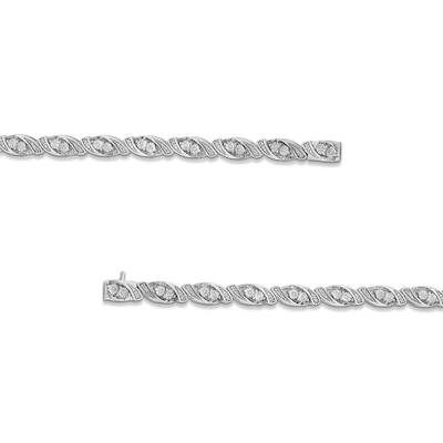 0.25 CT. T.W. Diamond Marquise Link Bracelet in Sterling Silver - 7.25”