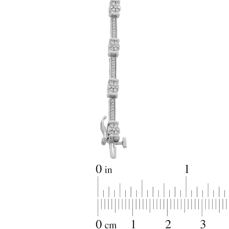 Main Image 2 of 0.25 CT. T.W. Diamond Station Link Bracelet in Sterling Silver - 7.25”