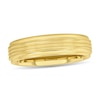 Thumbnail Image 1 of 6.0mm Grooved Engravable Comfort-Fit Wedding Band in Tungsten with Yellow Ion Plate (1 Line)