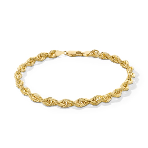 5.5mm Double Glitter Rope Chain Bracelet in Solid 10K Gold - 8.5”