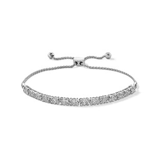 0.25 CT. T.W. Diamond Zig-Zag Bolo Bracelet in Sterling Silver - 9.5”