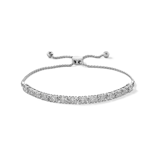 0.25 CT. T.W. Diamond Zig-Zag Bolo Bracelet in Sterling Silver - 9.5”