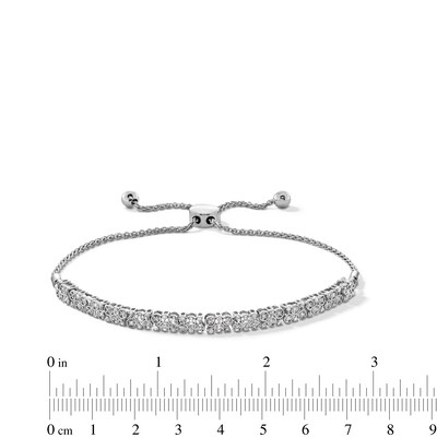 0.25 CT. T.W. Diamond Zig-Zag Bolo Bracelet in Sterling Silver - 9.5”