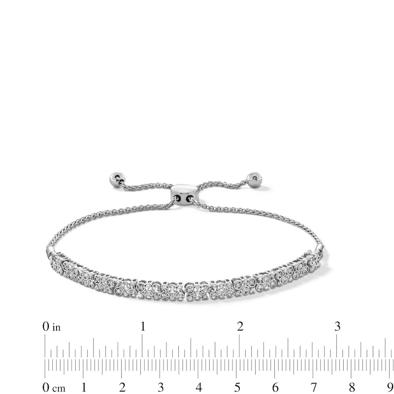 0.25 CT. T.W. Diamond Zig-Zag Bolo Bracelet in Sterling Silver - 9.5”