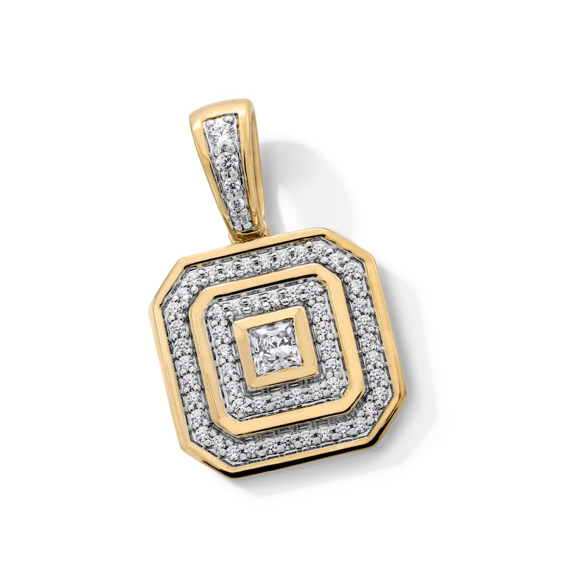 0.75 CT. T.W. Square-Cut Certified Lab-Created Diamond Double Frame Necklace Charm in 10K Gold (F/SI2)