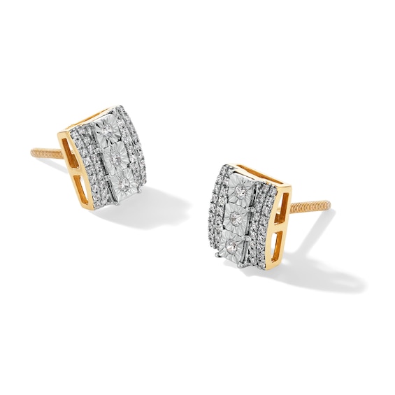 0.25 CT. T.W. Diamond Rectangle Stud Earrings in 10K Gold