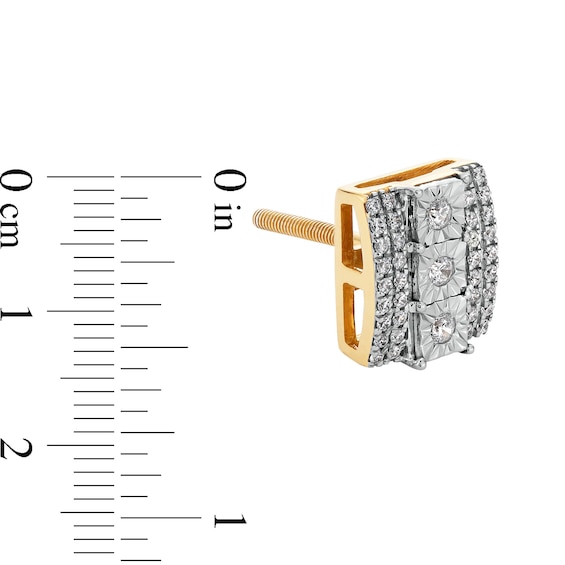 0.25 CT. T.W. Diamond Rectangle Stud Earrings in 10K Gold