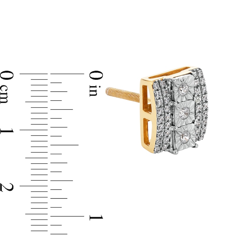 0.25 CT. T.W. Diamond Rectangle Stud Earrings in 10K Gold