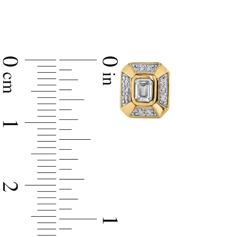 0.50 CT. T.W. Emerald-Cut Certified Lab-Created Diamond Frame Bezel-Set Stud Earrings in 10K Gold (F/SI2)