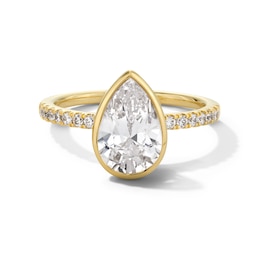 2.20 CT. T.W. Pear-Shaped Certified Lab-Created Diamond Bezel-Set Engagement Ring in 14K Gold (F/VS2)