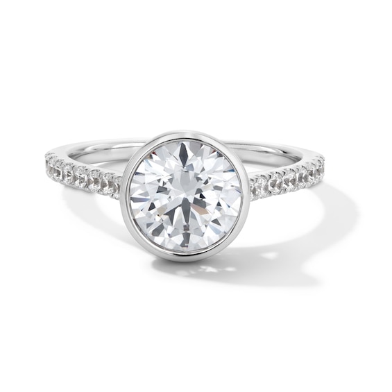 2.30 CT. T.W. Certified Lab-Created Diamond Bezel-Set Engagement Ring in 14K White Gold (F/VS2)