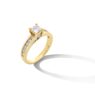 1.50 CT. T.W. Princess-Cut Diamond Channel Shank Engagement Ring in 14K Gold