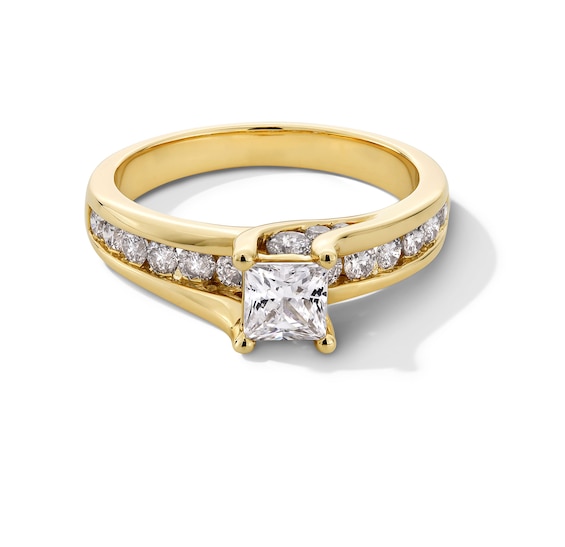 1.50 CT. T.W. Princess-Cut Diamond Channel Shank Engagement Ring in 14K Gold