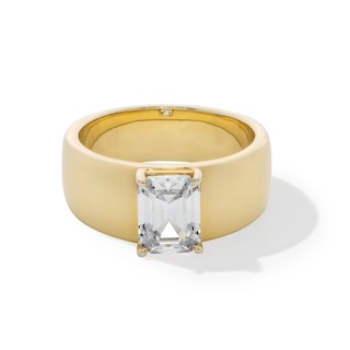 2.00 CT. Emerald-Cut Certified Lab-Created Diamond Solitaire Wide Band Engagement Ring in 14K Gold (F/VS2)