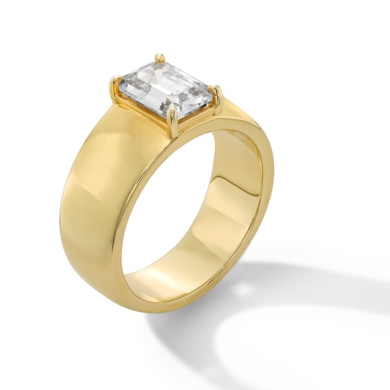 2.00 CT. Emerald-Cut Certified Lab-Created Diamond Solitaire Wide Band Engagement Ring in 14K Gold (F/VS2)