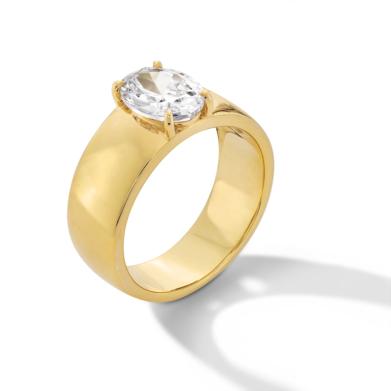 2.00 CT. Oval Certified Lab-Created Diamond Solitaire Wide Band Engagement Ring in 14K Gold (F/VS2)