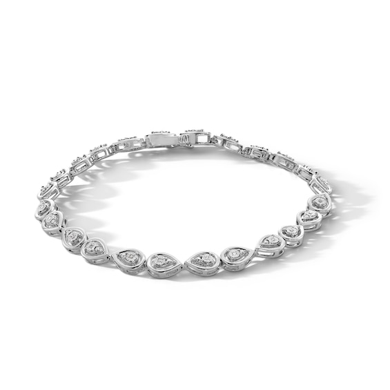 0.10 CT. T.W. Diamond Pear-Shaped Mirror Link Bracelet in Sterling Silver - 7.25”