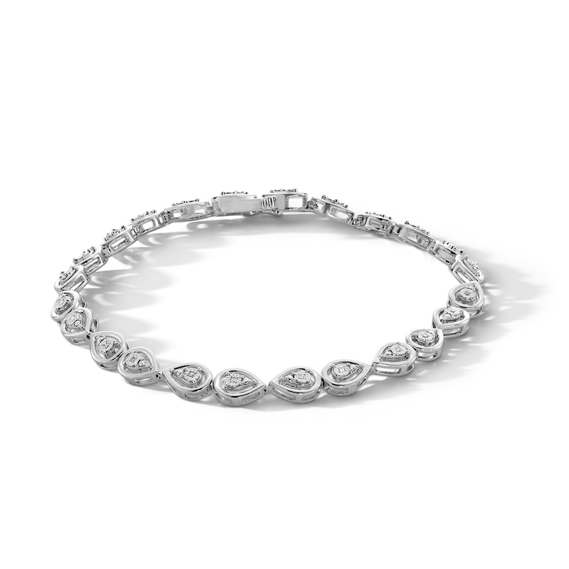 0.10 CT. T.W. Diamond Pear-Shaped Mirror Link Bracelet in Sterling Silver - 7.25”