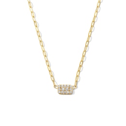 0.23 CT. T.W. Rectangle Multi-Diamond Sideways Necklace in Sterling Silver with 14K Gold Plate