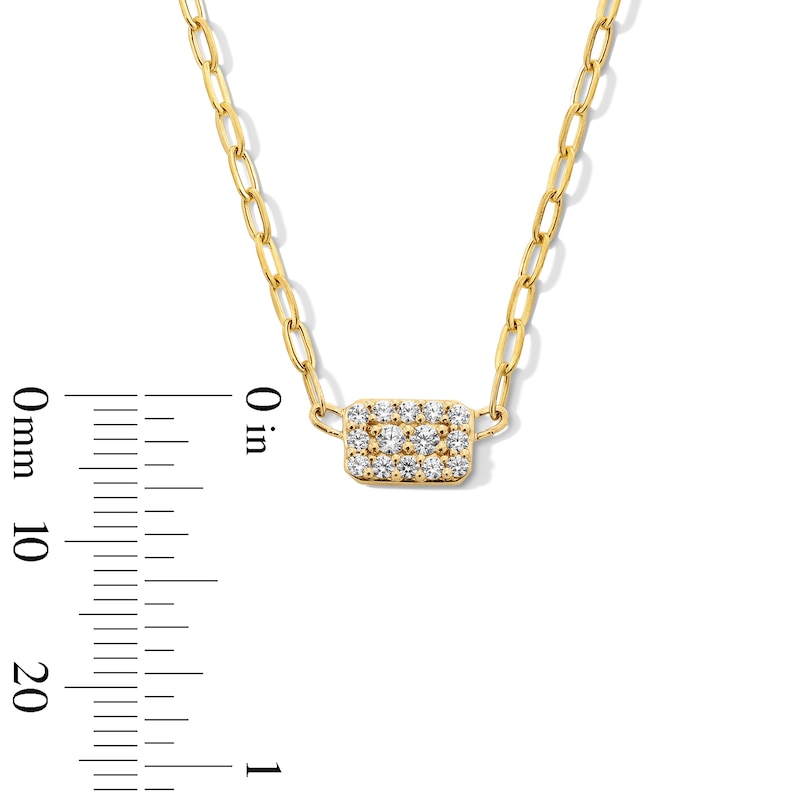 Main Image 4 of 0.23 CT. T.W. Rectangle Multi-Diamond Sideways Necklace in Sterling Silver with 14K Gold Plate