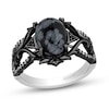 Enchanted Disney Villains Maleficent Oval Obsidian and 0.145 CT. T.W. Diamond Thorns Ring in Sterling Silver