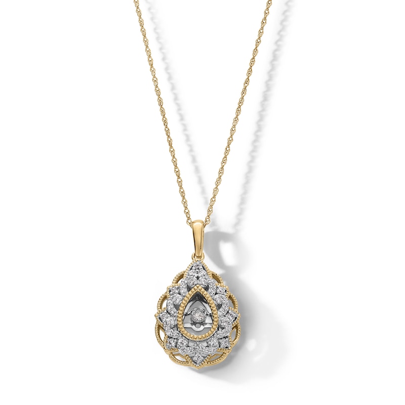 Unstoppable Love™ 0.25 CT. T.W. Diamond Vintage-Style Ornate Drop Pendant in Sterling Silver with 24K Gold Plate