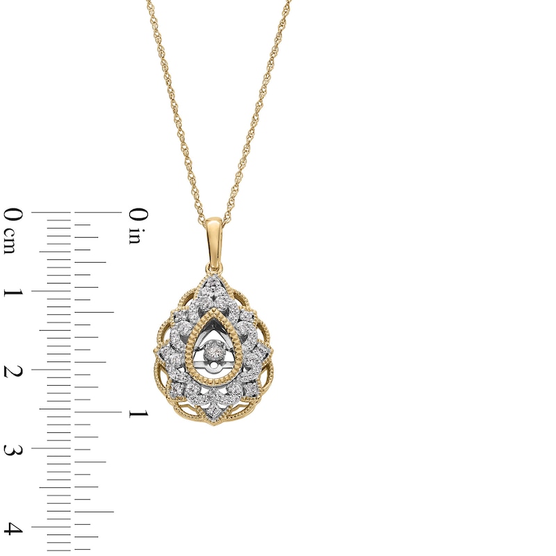 Main Image 3 of Unstoppable Love™ 0.25 CT. T.W. Diamond Vintage-Style Ornate Drop Pendant in Sterling Silver with 24K Gold Plate