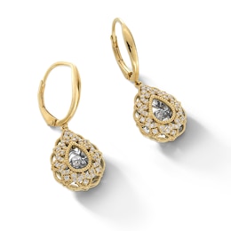 Unstoppable Love™ 0.33 CT. T.W. Diamond Vintage-Style Ornate Drop Earrings in Sterling Silver with 24K Gold Plate