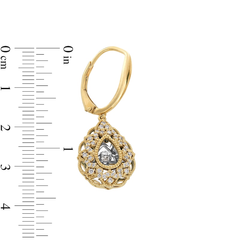 Main Image 3 of Unstoppable Love™ 0.33 CT. T.W. Diamond Vintage-Style Ornate Drop Earrings in Sterling Silver with 24K Gold Plate