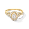 Thumbnail Image 1 of 0.60 CT. T.W. Oval-Shaped Multi-Diamond Frame Ornate Shank Vintage-Style Engagement Ring in 10K Gold