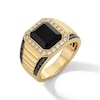 EFFY™ Collection Emerald-Cut Onyx with 0.58 CT. T.W. Black and White Diamond Frame Ring in 14K Gold