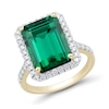 Emerald-Cut Lab-Created Emerald and 0.45 CT. T.W. Certified Lab-Created Diamond Frame Ring in 10K Gold (I/SI2)