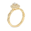 0.60 CT. T.W. Oval Diamond Double Frame Twist Shank Vintage-Style Engagement Ring in 14K Gold