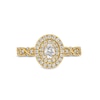 0.60 CT. T.W. Oval Diamond Double Frame Twist Shank Vintage-Style Engagement Ring in 14K Gold