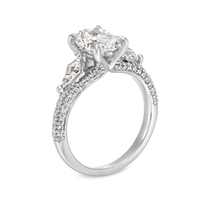 Main Image 3 of 2.95 CT. T.W. Oval and Shield Certified Lab-Created Diamond Engagement Ring in 14K White Gold (F/VS2)