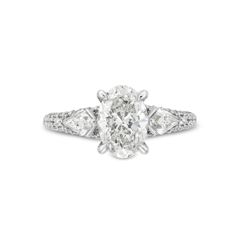 2.95 CT. T.W. Oval and Shield Certified Lab-Created Diamond Engagement Ring in 14K White Gold (F/VS2)