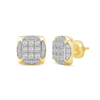 0.50 CT. T.W. Cushion-Shaped Certified Lab-Created Multi-Diamond Frame Stud Earrings in 10K Gold (F/SI2)