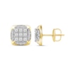 0.50 CT. T.W. Cushion-Shaped Certified Lab-Created Multi-Diamond Frame Stud Earrings in 10K Gold (F/SI2)