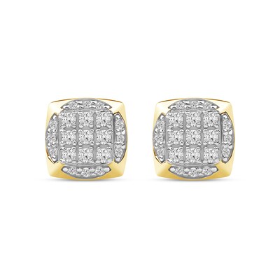 0.50 CT. T.W. Cushion-Shaped Certified Lab-Created Multi-Diamond Frame Stud Earrings in 10K Gold (F/SI2)