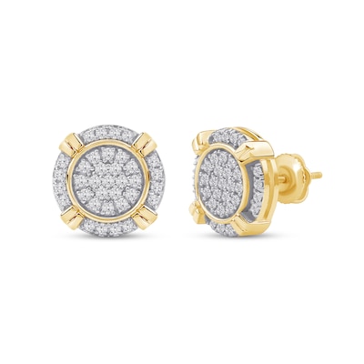 0.50 CT. T.W. Certified Lab-Created Multi-Diamond Frame Stud Earrings in 10K Gold (F/SI2)