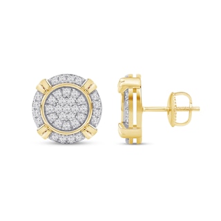 0.50 CT. T.W. Certified Lab-Created Multi-Diamond Frame Stud Earrings in 10K Gold (F/SI2)