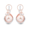 11.0-12.0mm Pink Freshwater Cultured Pearl and 0.29 CT. T.W. Diamond Swirl Earrings in 10K Rose Gold